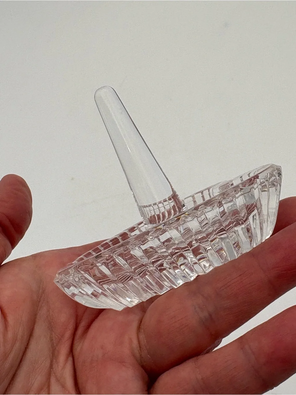 Small Vintage Clear Glass Heart Ring Holder
